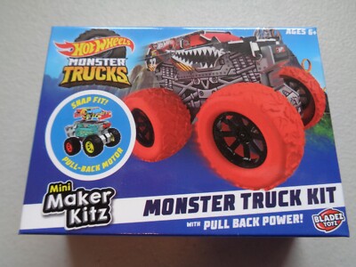 Hot Wheels Monster Truck Bausatz Build it Pull Back Power 3ins zusammengebaut NEU