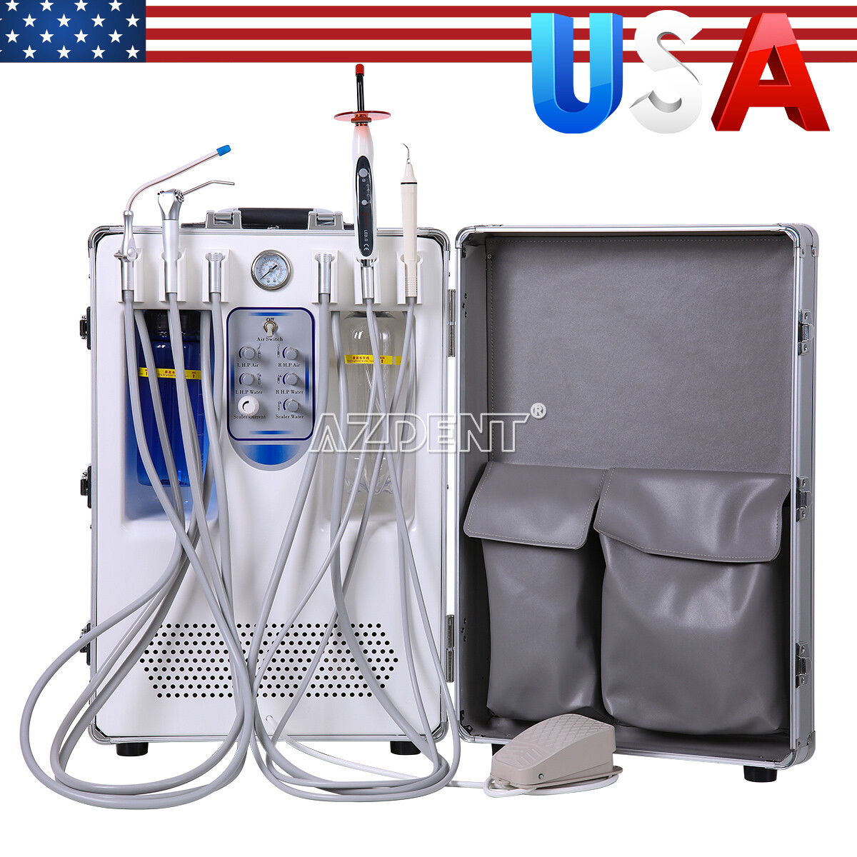 Portable Dental Delivery Unit - With Air Compressor, Scaler, Curing Light