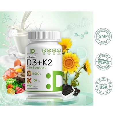 High-Quality Vitamin D3+K2,2 1 Assistance, Crafted Made For Bones, Heart Immu...