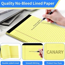 WINKIO Legal Pads 5" X 8", 6 Pack Yellow Note Pads, 6Pcs-5*8in,