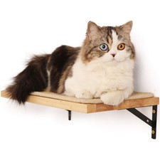 Cat Wall Shelves, 16 x 10 Inch Cat Walls Furniture with Sisal Mat, Solid Rubb...