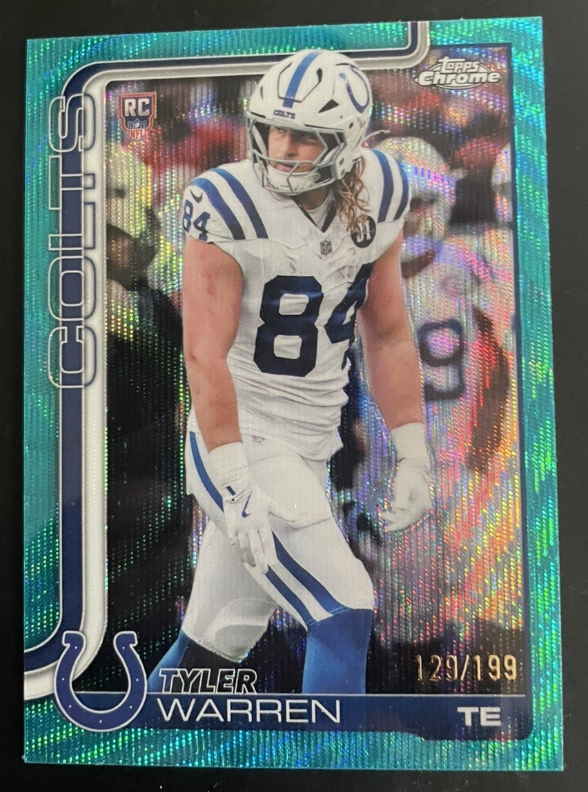 2025 Topps Chrome Tyler  Warren Rookie #346 Aqua Wave Refractor #129/199 Colts