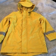 Cat  Jack Kids Unisex T3 Yellow Rain Coat W/Hood  Reflective Trim On Sleeves