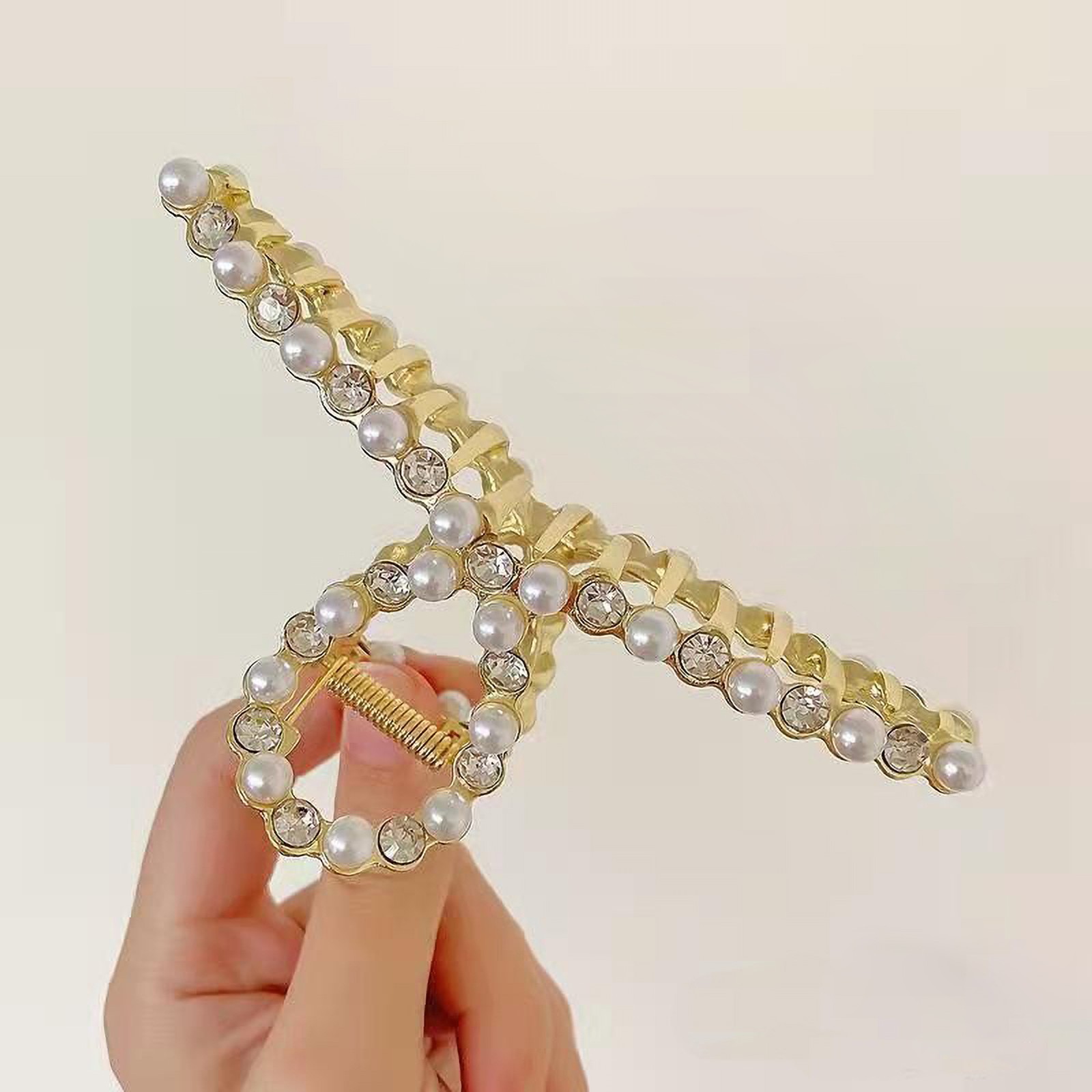 Hair Claw Clip Gold Metal Hair Claw Clip Gold Pearl Hair Clip Large Jaw Cli