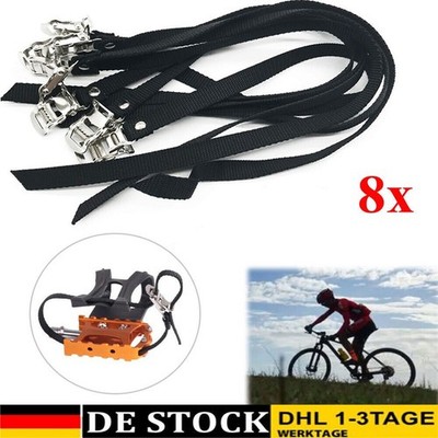 8X Fahrrad Pedalriemen schwarz Straps Vintage Rennrad Fixie Spanngurt 50cm DEU