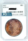 1921 Gem BU +++  Morgan Dollar  Lovely Full Obverse Rainbow Toned PQ