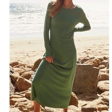 NEW Free People Beach Aubre Mermaid Green Open Low Back Essential Maxi Dress