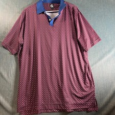 FootJoy Men's Polo Shirt Size XL Red Blue Geometric Pattern Performance Golf