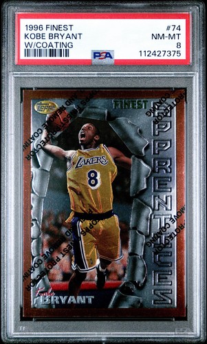 KOBE BRYANT 1996 FINEST w/COATING PSA 8 ! *NEW CERT. ! *DEAD CENTERED FRONT/BACK