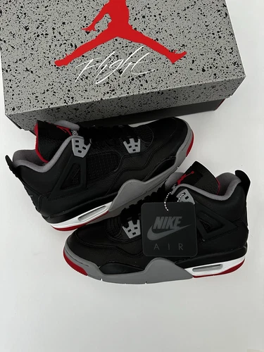 Nike Air Jordan 4 Retro Bred Reimagined GS FQ8213 006 UK 4 nuove con scatola