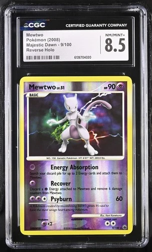 CGC 8.5 Mewtwo 2008 Majestic Dawn 9/100 Reverse Holo Pokemon Card