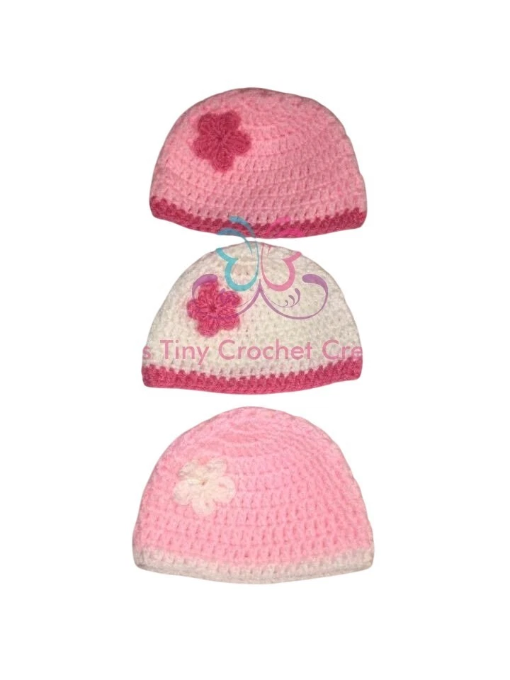 Baby Hat Set Blue or Pink Baby Shower Gift Fall Winter Accessory Infant Beanies