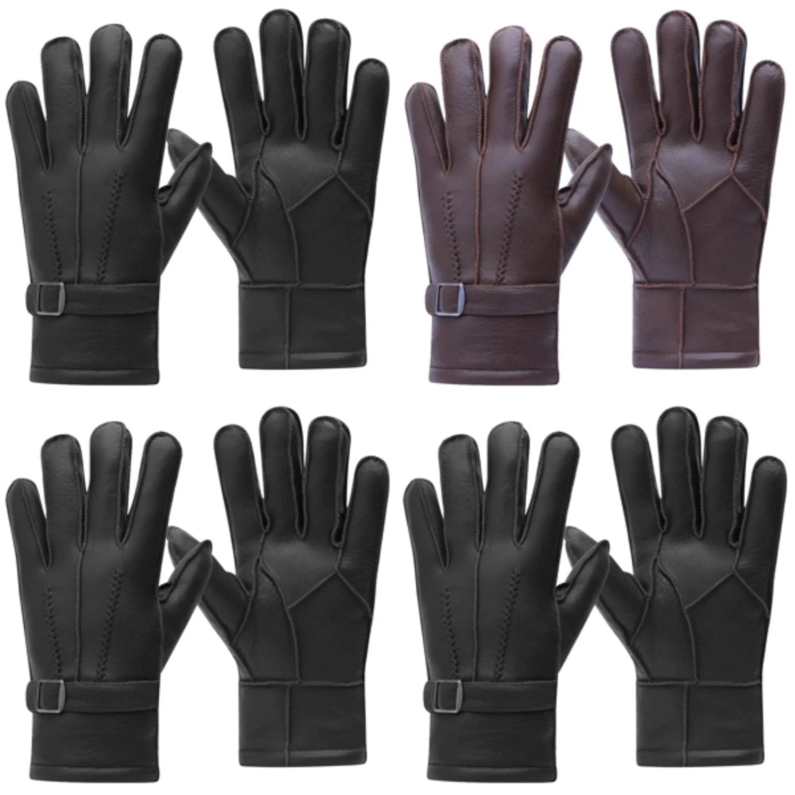 Harssidanzar Mens Leather Gloves Winter Thermal Soft Shearling lined SM042UK