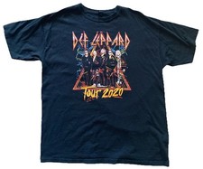 Def Leppard Concert Tour 2020 T-Shirt Mens XL Black Cotton Graphic Print
