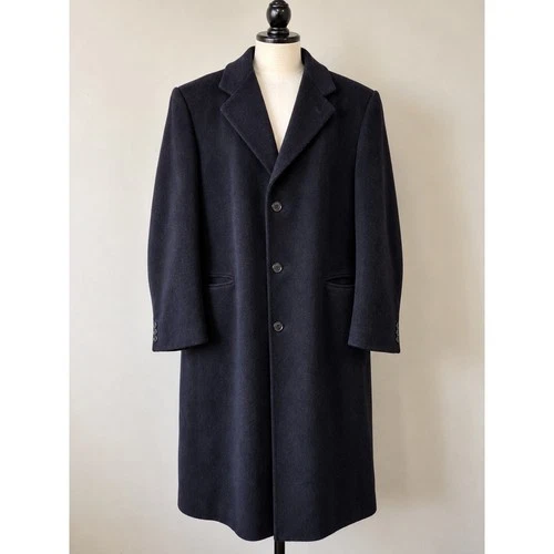 Austin Arnold of England Mens Navy Blue Wool Cashmere Overcoat Made in England - product listing photo