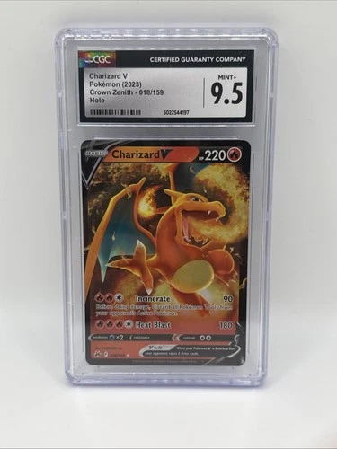Charizard v Holo Ultra Rare Card 018/159 Crown Zenith CGC 9.5 Near Mint