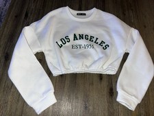Women  s SHEIN crop sweatshirt white LOS ANGELES Size XS