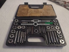 Pittsburgh 40 Piece SAE Tap & Die Set Carbon Steel Thread Cutting Kit w/ Case