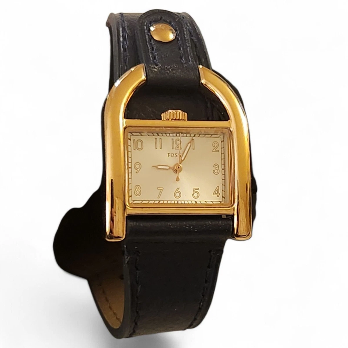 NEW Fossil 2005 F2 Mother of Pearl Crystal Bezel Leather Watch ES-9961 In Box! Vintage Fossil F2 ES 1402 Ladies Silver Diamond Mother of  main image 2