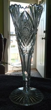 Vintage EAP Crystal Vase DEEP CUT Saw-toothed Brand 8.25 i     325