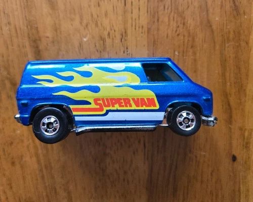 Vintage Hot Wheels Chevrolet Super Van W/ Flames, 1974 Blue,  Malaysia - NICE