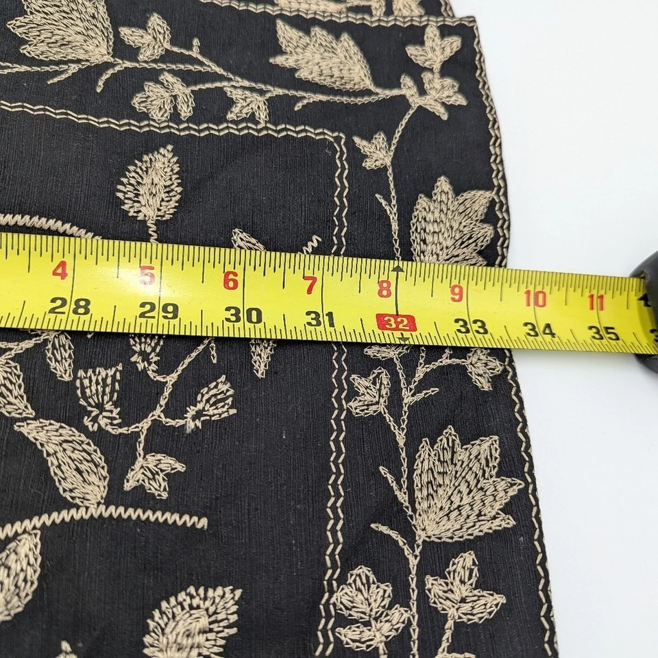 Chaqueta Anne Carson Mujer 100% Seda Floral Bordada 2X Negra Dorada Abotonada Foto 4 de 4