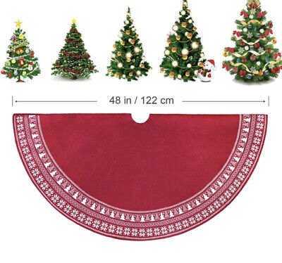 Christmas Tree Skirt,48 Inch Chunky Cable Knit Knitted Christmas Tree Skirts,  Rustic Christmas Mats Burgundy Red White Thick Heavy Yarn Xmas Tree Skirts  with Snow Flower Xmas Holiday Decoration - Walmart.com