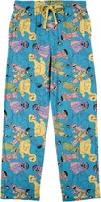 Sesame Street Mens AOP Pastel Character Art Sleep Pajama Pants Pockets Blue NWT
