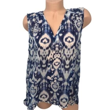 VIOLET & CLAIRE Size XL Sheer V Neck Sleeveless Hi Low Tank Top Shirt Geometric