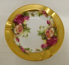 VINTAGE  ASHTRAY GOLDEN ROSE ROYAL CHELSEA ENGLISH BONE CHINA ENGLAND  4 1/2"