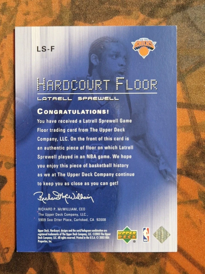 LATRELL SPREWELL 2003 Upper Deck HARDCOURT FLOOR Card No.LS-F NEW YORK KNICKS - Image 4 of 4