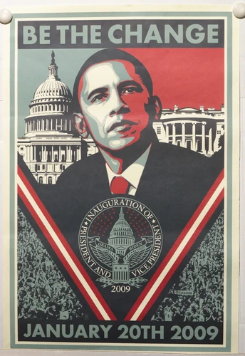 OBAMA - "Be The Change" 2009 Inauguration Poster - **VERY RARE** - 24"x36"