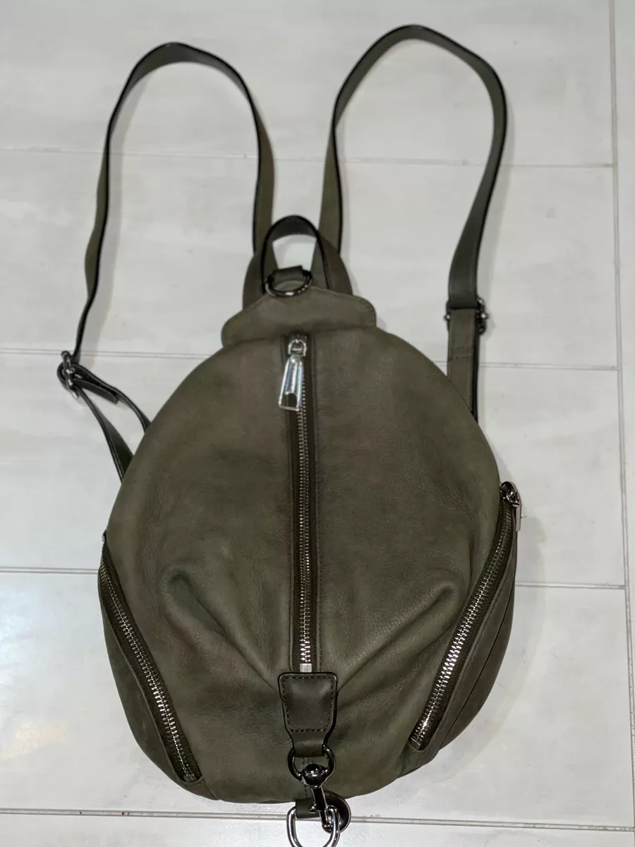 Rebecca Minkoff Convertible MINI Julian Green Nubuck Suede Leather Backpack Bag