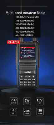 Radtel RT-470X 6 Band  Zwei Wege Funkgerät 256Ch 5W Air Band Walkie Talkie