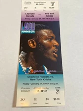 Charlotte Hornets New York Knicks NBA Old Ticket Stub #10 1-27-95 Larry Johnson