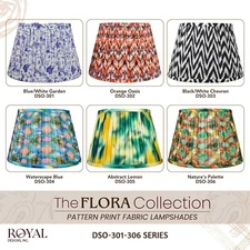 Flora Collection Pleated Pattern Fabric Lampshade, Multiple Colors and Sizes