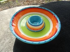 Summer 2010 Orange White Red Yellow Blue Green Bands Graphic 1-Piece Chip & Dip