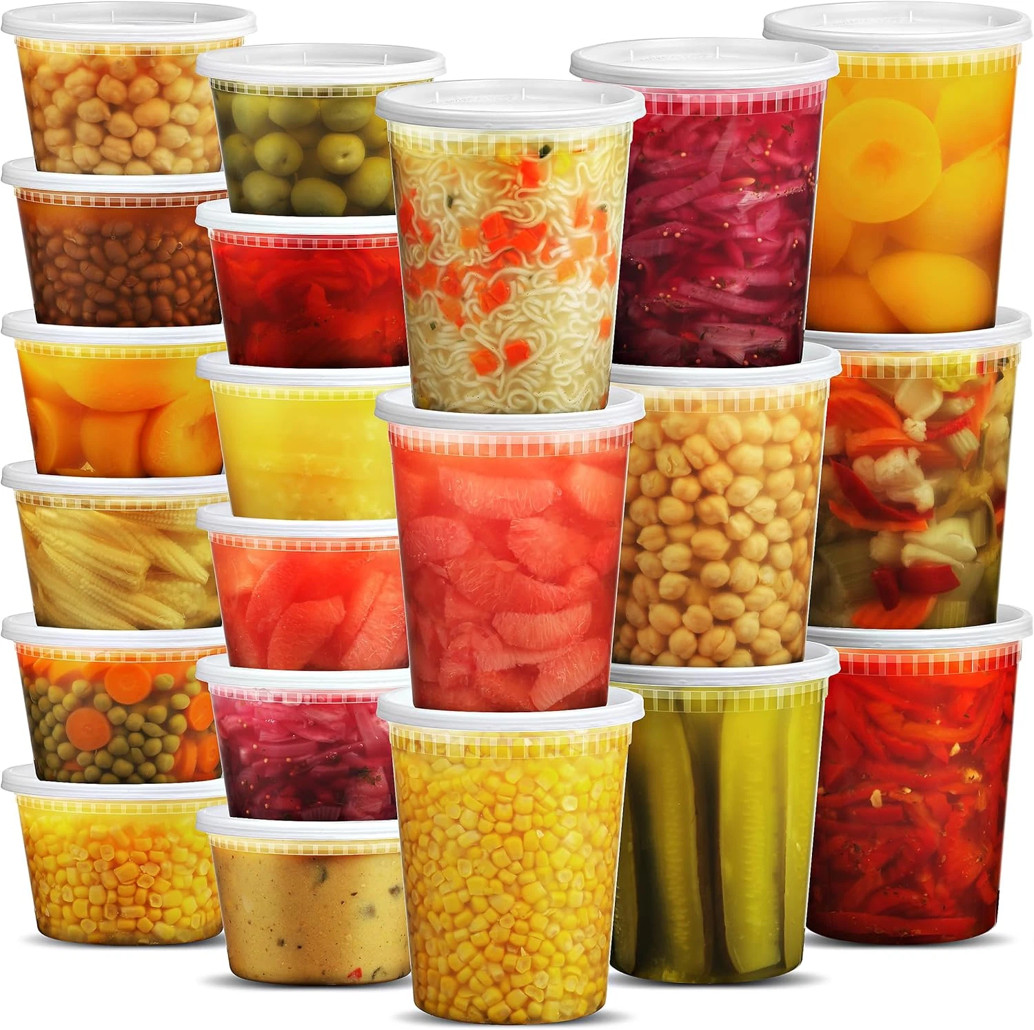 Joyserve Deli Food Containers with 54 Lids - (48 Sets) 24-32 Oz Quart Size & 24-