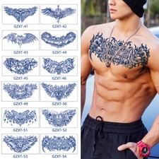 Unisex Men Tattoo Stickers Semi-permanent Body Chest Tattoos Sticker Blue Juice