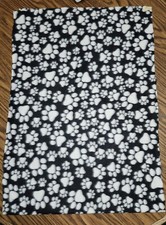 Paw Print Black And White Soft Blizzard Fleece Fabric Remnant Tie Die 20" x 60"