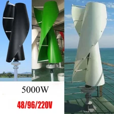 5000W Wind Turbine Generator 48V 96V 220V Vertical Helix Wind Power Turbine Kits