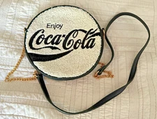 COCA-COLA 8" ROUND SHOULDER PURSE BAG JAPANESE CHENILLE