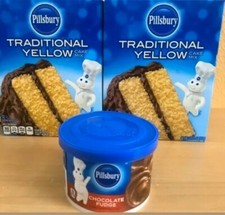 2 Pilsbury Traditional Yellow Cake Mix & 4 Chocolate Fudge Icing Frosting NEW