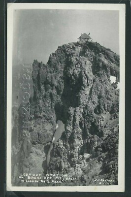 CA Lassen N. Park RPPC 1943 FIRE LOOK OUT STATION on BROKE-OFF MOUNTAIN Eastman