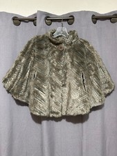 Faux Fur Cape Brown/gray Textured Coat Cape Size Small