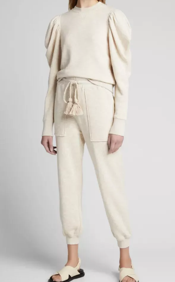 295 Ulla Johnson Medium Cream Beige Charley Jogger Sweat Pants