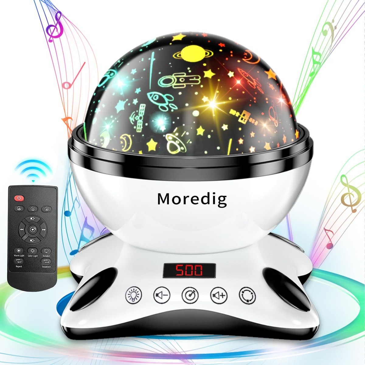 Moredig Kids Night Light Projector, Remote Baby Lights for Black