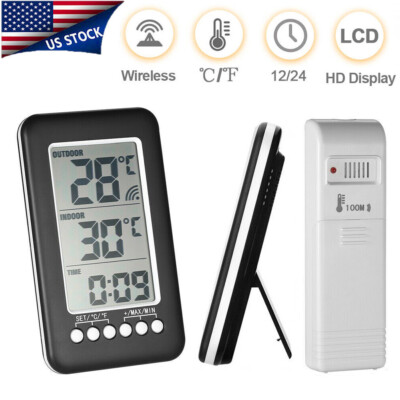 #ad #ad Digital LCD Thermometer Clock Wireless Indoor Outdoor Temperature Meter Gauge $12.99