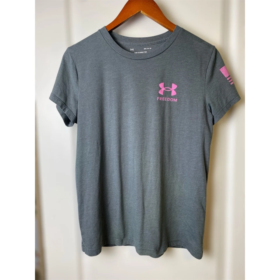 Under Armour молодежи серый и розовый свободы флаг коротким рукавом футболка размер средний - Изображение 2 из 4