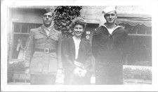 WW2 Era WWII US Army Soldiers Navy Sailor w/Beautiful Woman 1940s Vintage Photo
